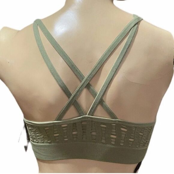 Victoria’s Secret Seamless Comfort Sexy Unlined Mesh  strappy sport bra Green M - Picture 3 of 5